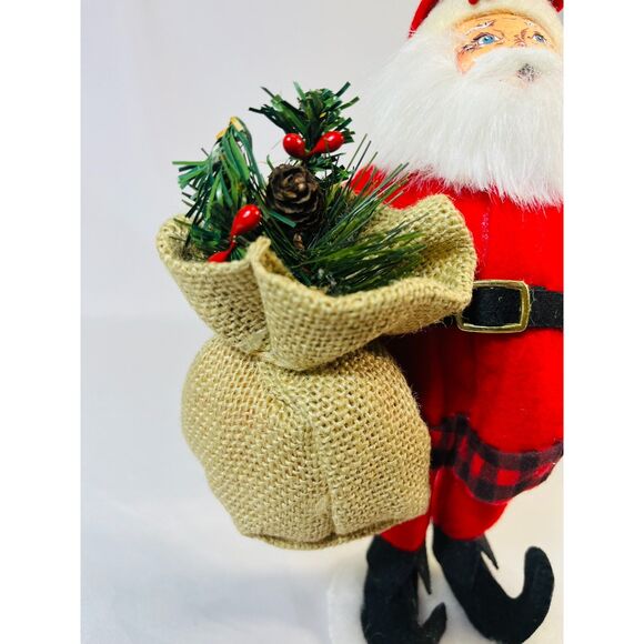 New Annalee Dolls 9" Mountain Santa Claus Felt Outfit Burlap Sack Painted Face - Picture 4 of 6
